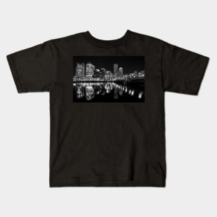 Boston MA Seaport in Black and White Kids T-Shirt